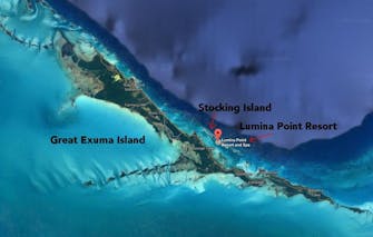 aerial map of great Exuma and Stocking Islands