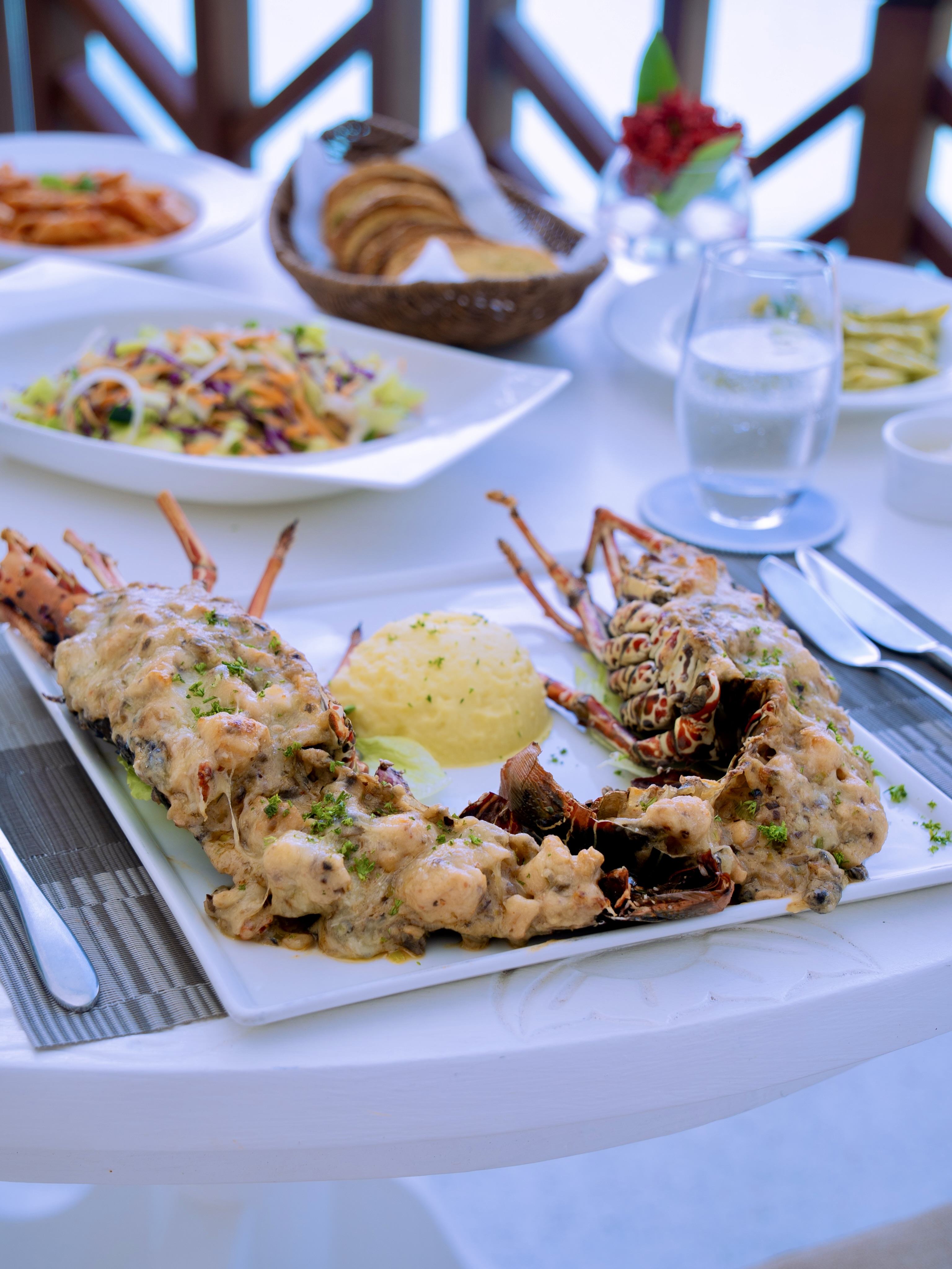 Lobster Thermidore served at Zahari Oceanfront's Oceanview Restaurant