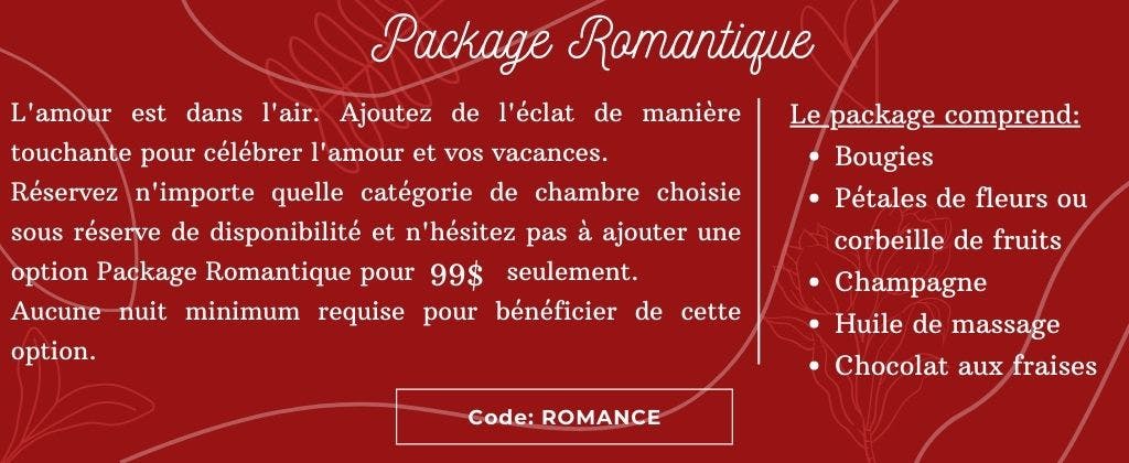 Package romantique, hotel saint-martin, voyage en amoureux