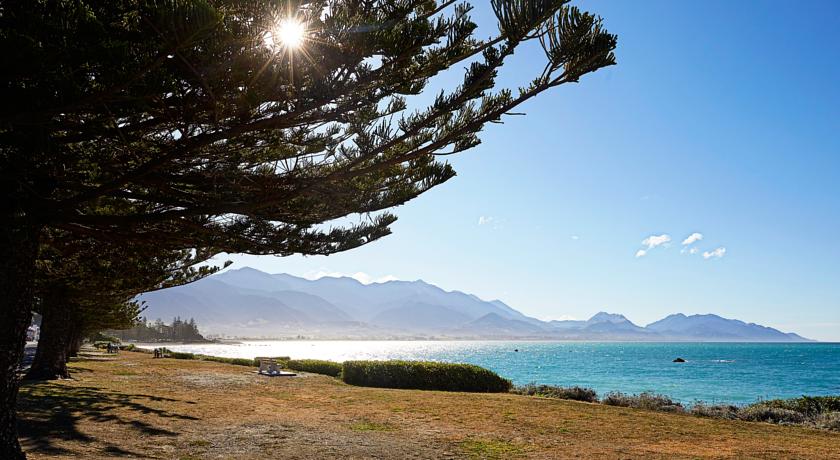 View to the left of hotel - to the mountain (The Kaikouras)