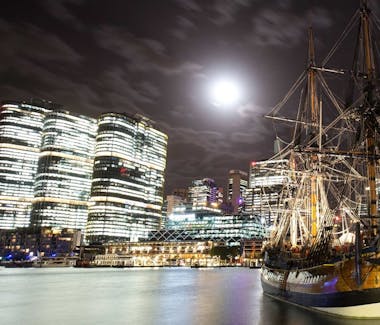 A replica of Captain Cook's ship Endeavour is one of the stars of the National Maritime Museum at Darling Harbour.