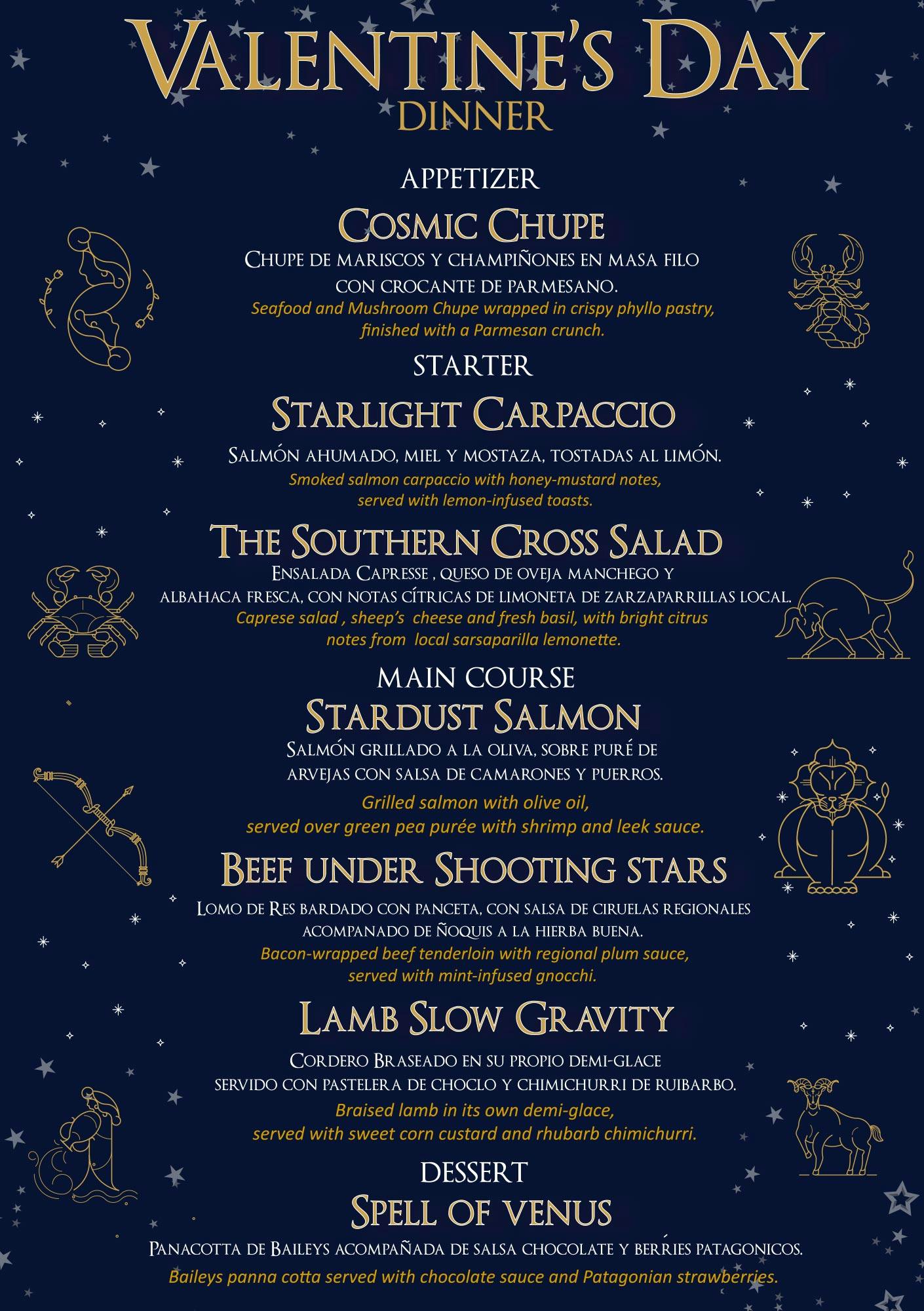 Menu valentine's day