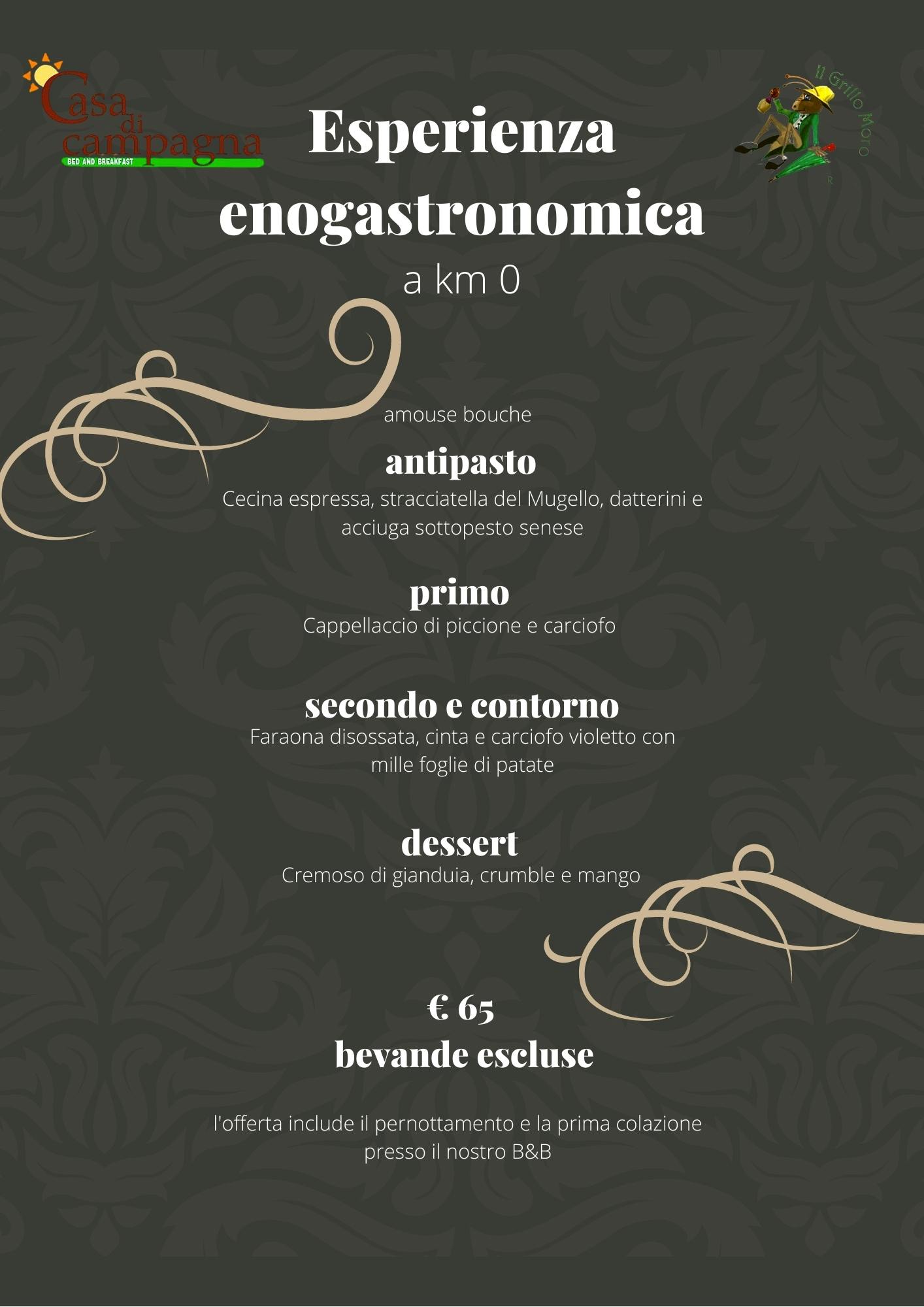 menu degustazione 65 €