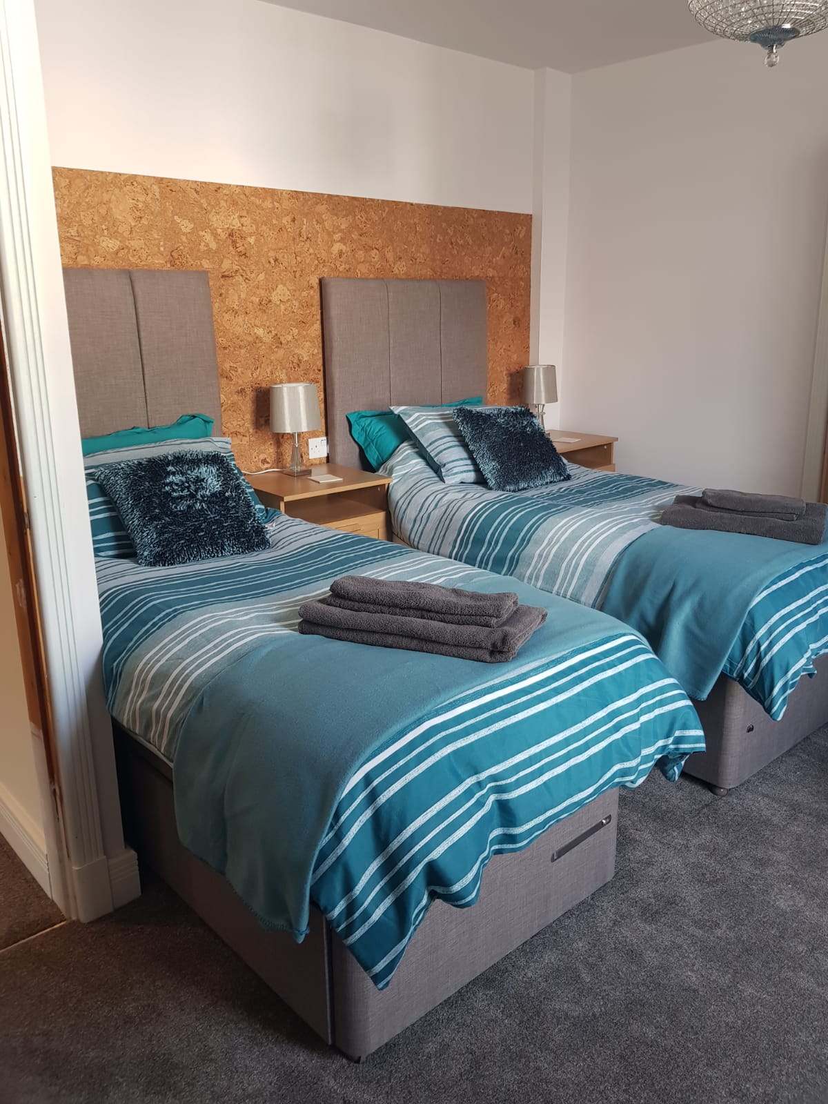 Family suite set up as twin beds