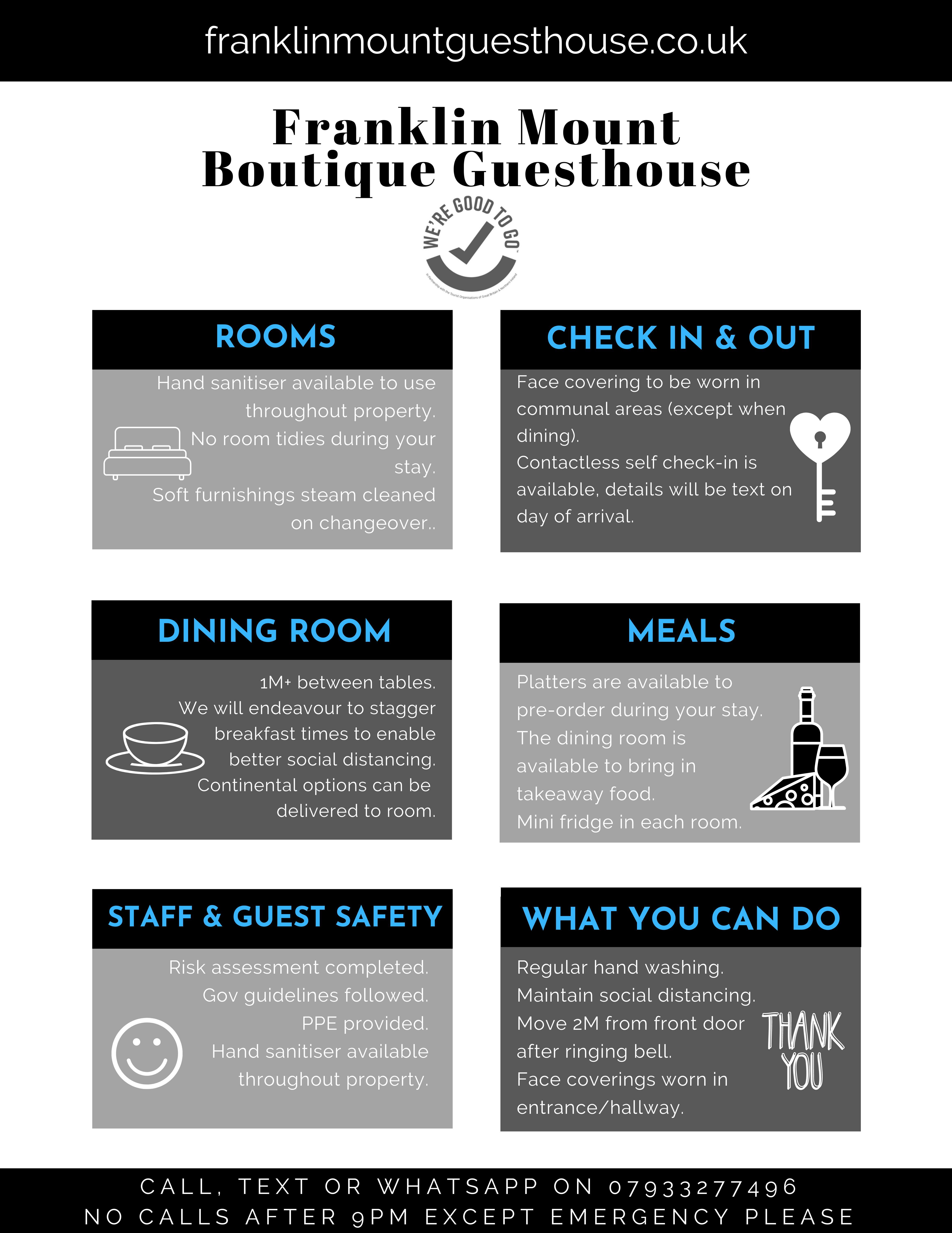 Franklin Mount Boutique Guesthouse covid guidelines