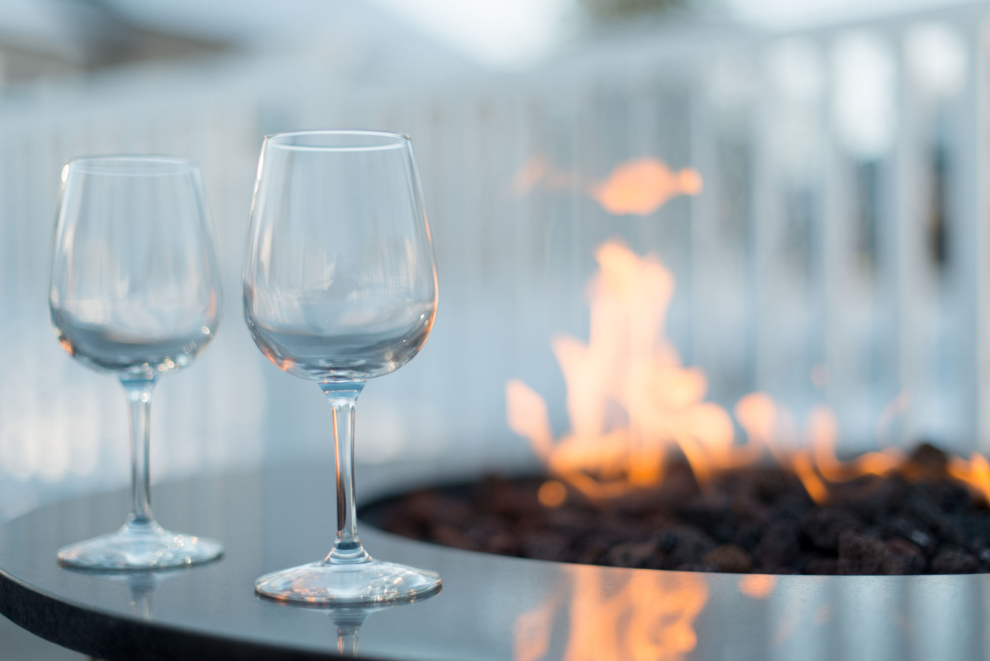 Outdoor fire table Coastal Suites Resort Michigan