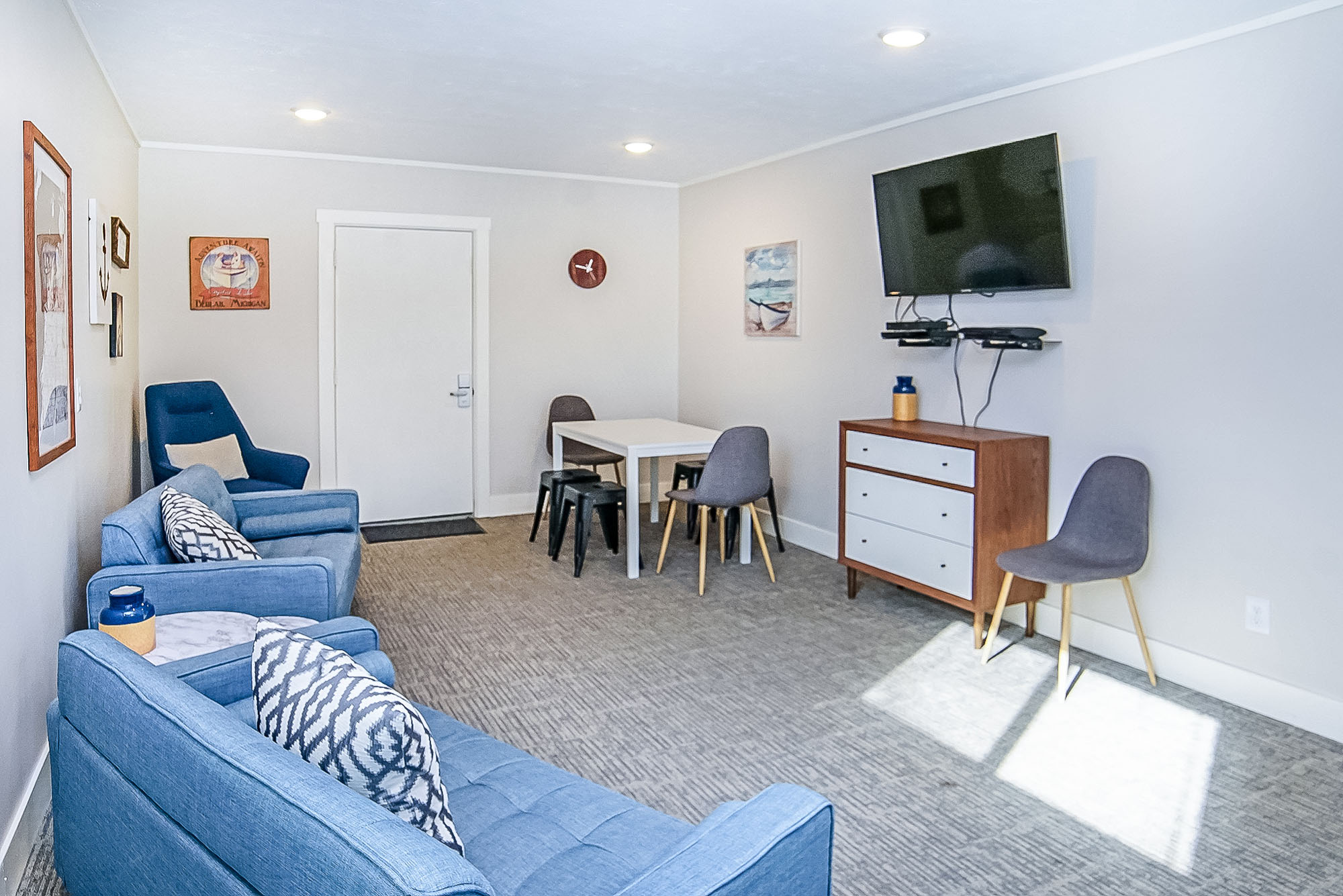 Common room lounge and entertainment center