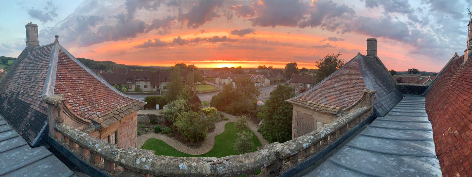 sunset across the mendip hills