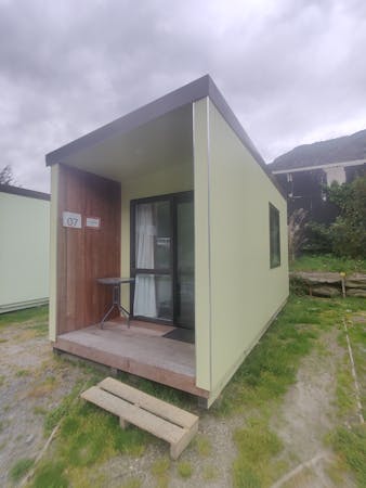 Personal separate room cabins at QBox Campground Queenstown