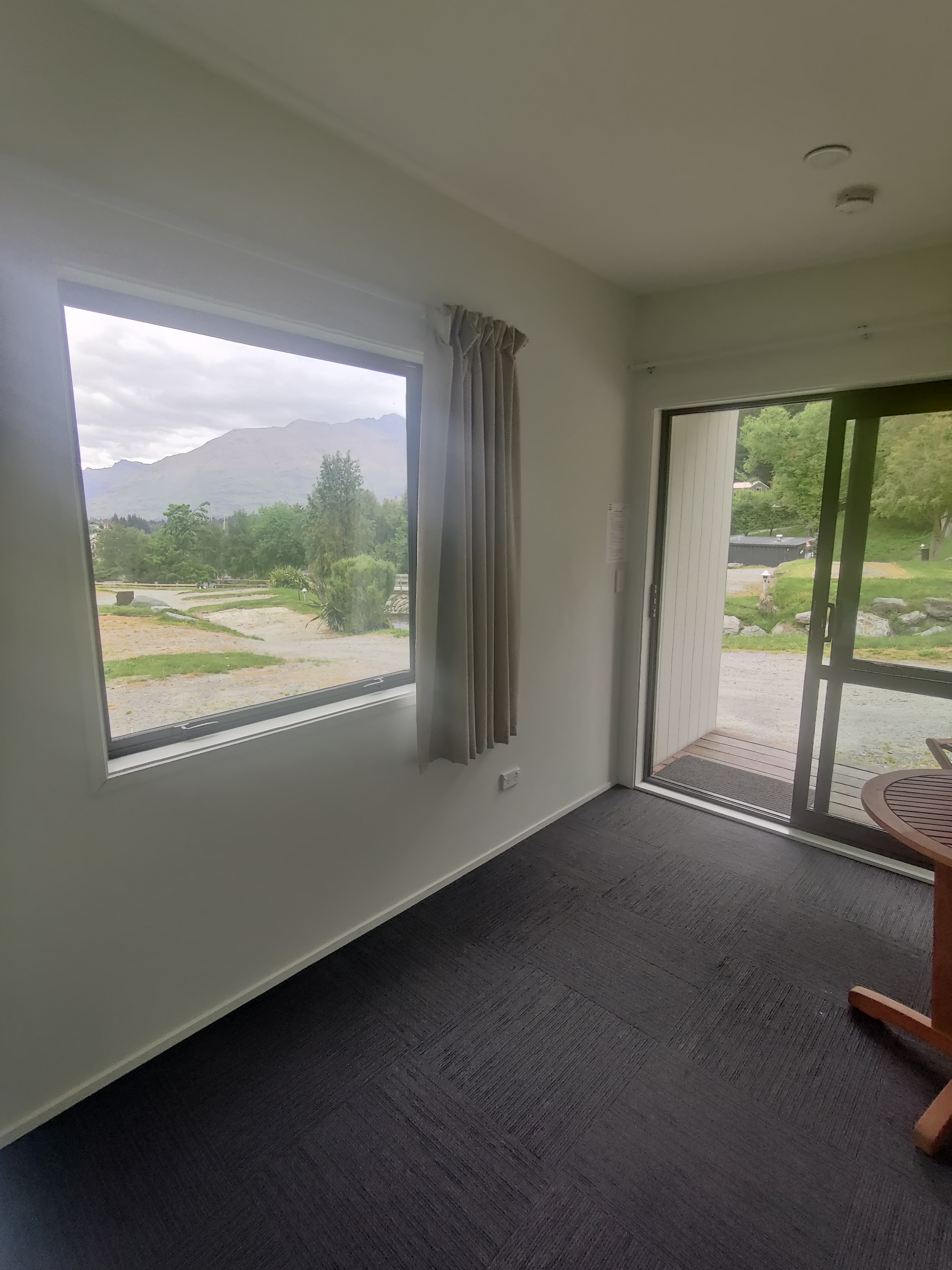 Views from the cabins at QBox Campground Queenstown