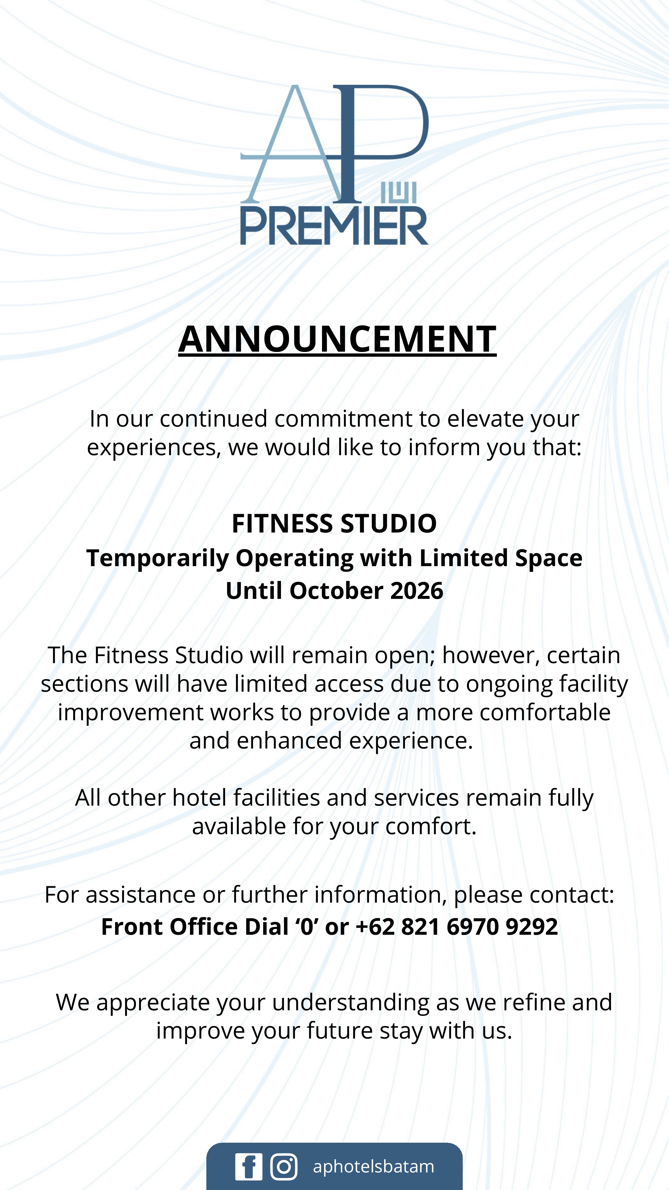 Fitness Studio Announcement