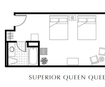 Double Queen guest room floor plan