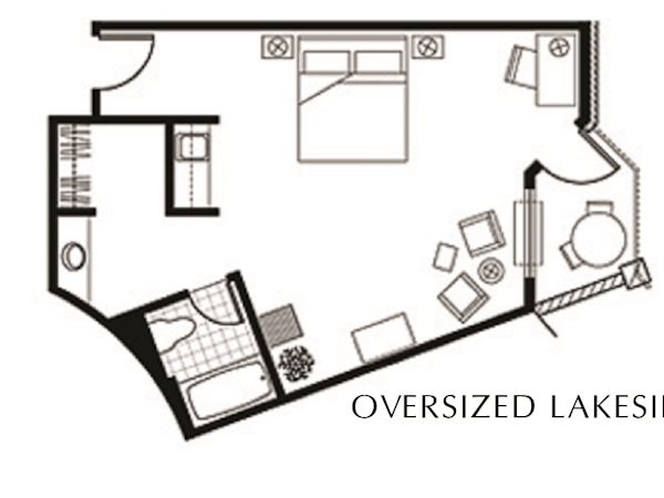 Oversized King guest room floor plan