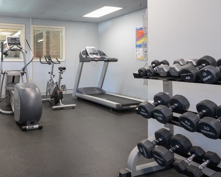 Exercise room, machines and weights,
