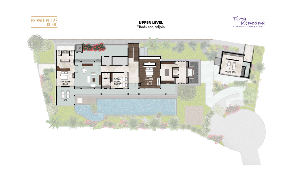 PRIVATE VILLAS OF BALI - Villa Tirta Kencana - Lay Out Upper Level