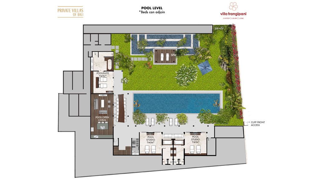 PRIVATE VILLAS OF BALI Villa Frangipani - Pool level lay out