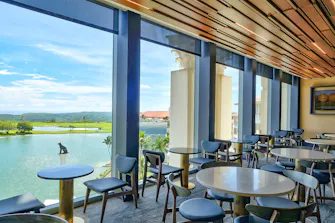 Breathtaking lake view from Medallion Lounge, LeoPalace Resort Guam