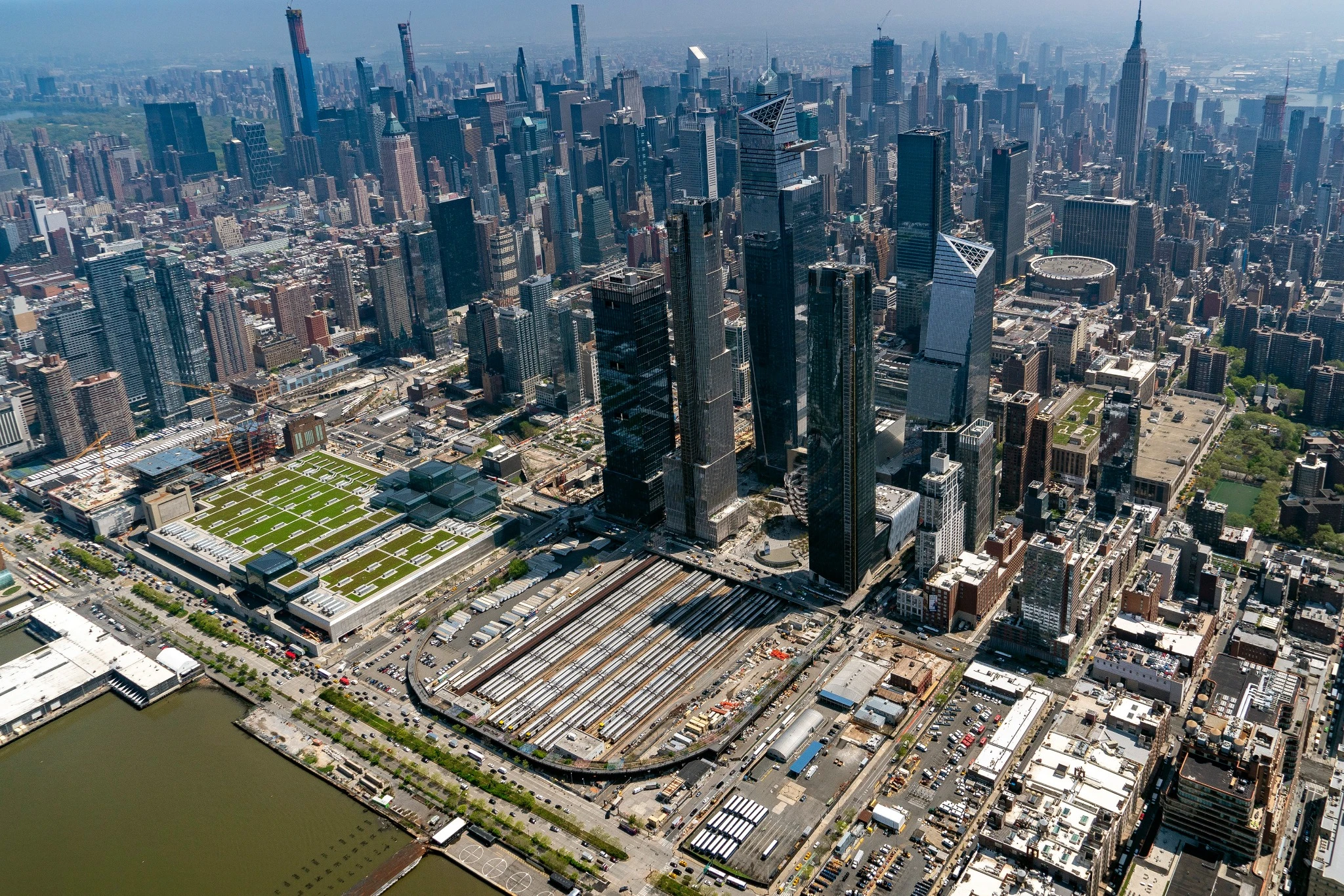 Overhead aerial view of the Penn Station.
