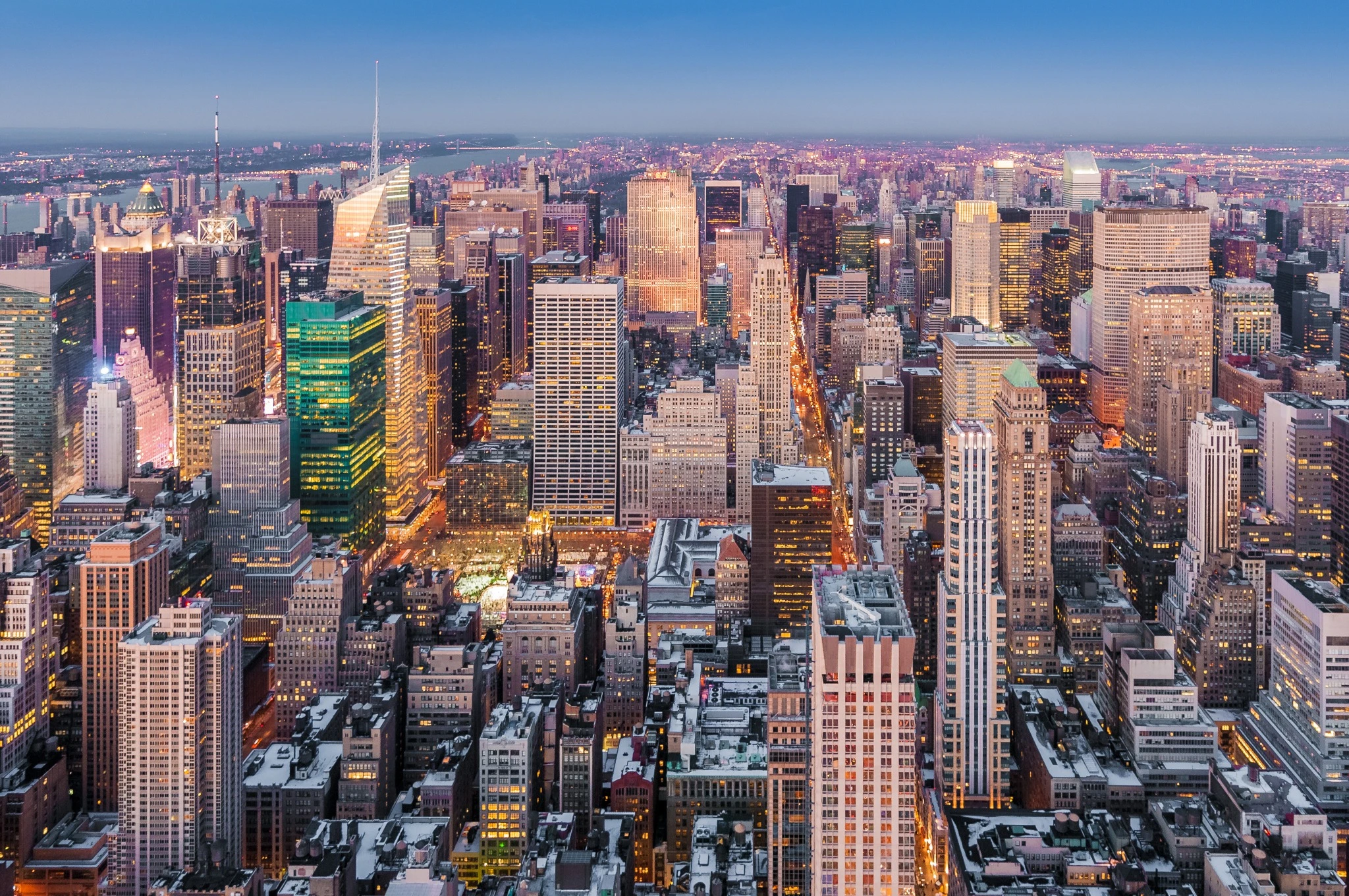 Aerial view of mid town Manhattan.