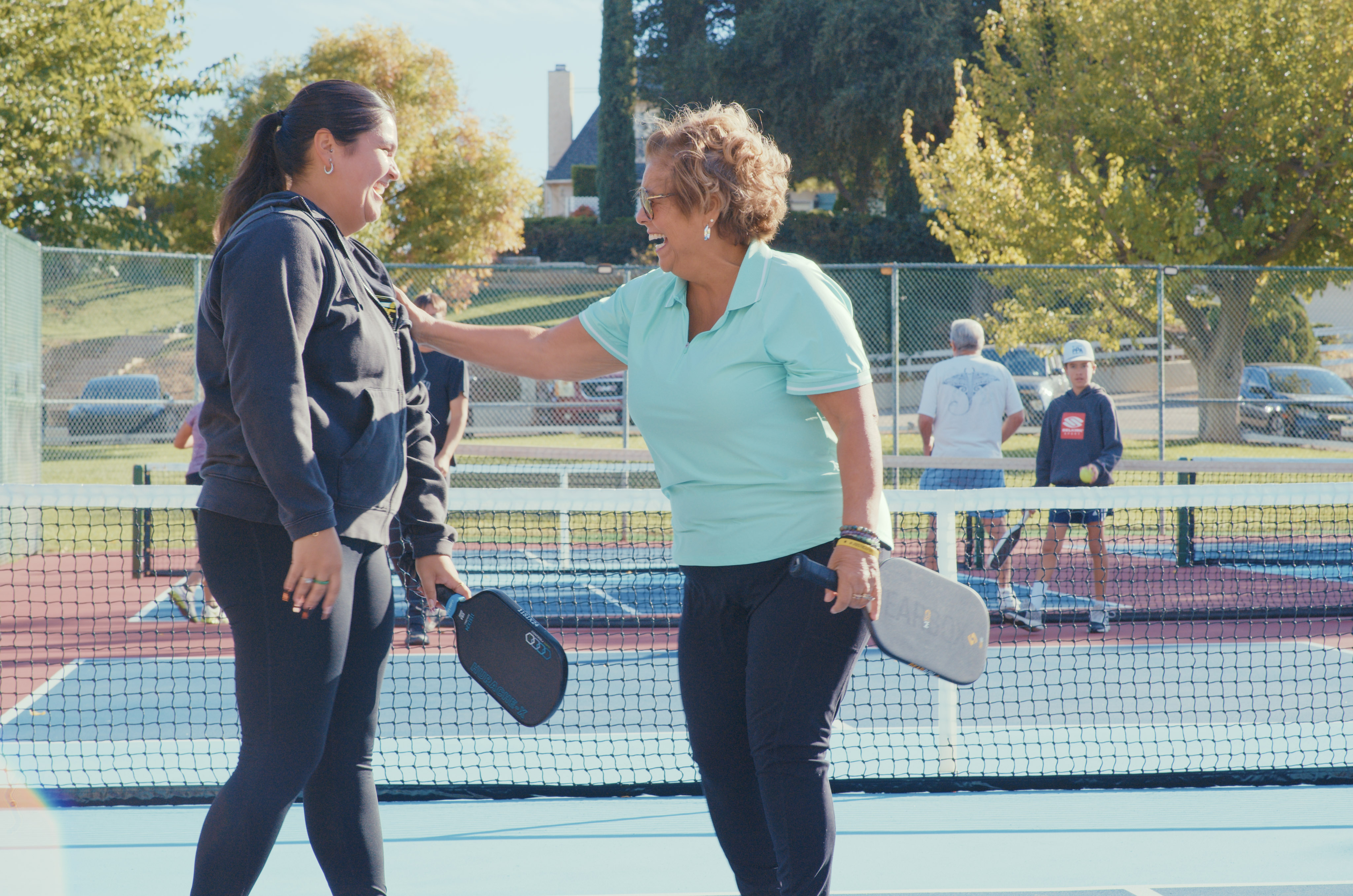 Picture of women playing in a pickleball retreat at Khyra Beaucrest Ranch in Cherry Valley, CA.
