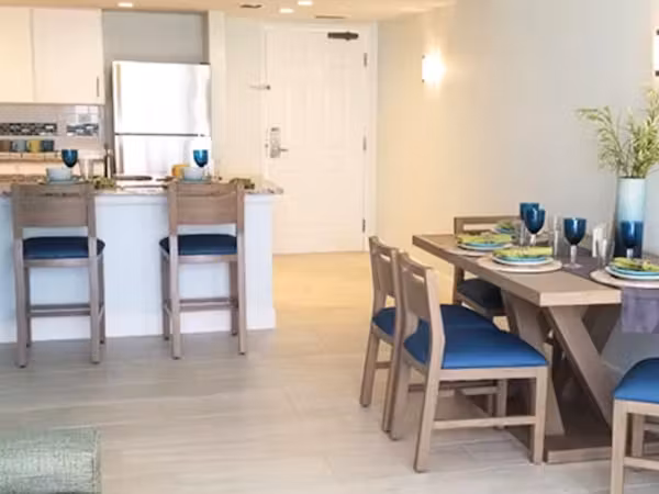 Grand Seas Resort - Daytona Beach, FL, beach resort w/ spacious accommodations, living area, kitchen, & oceanfront views.