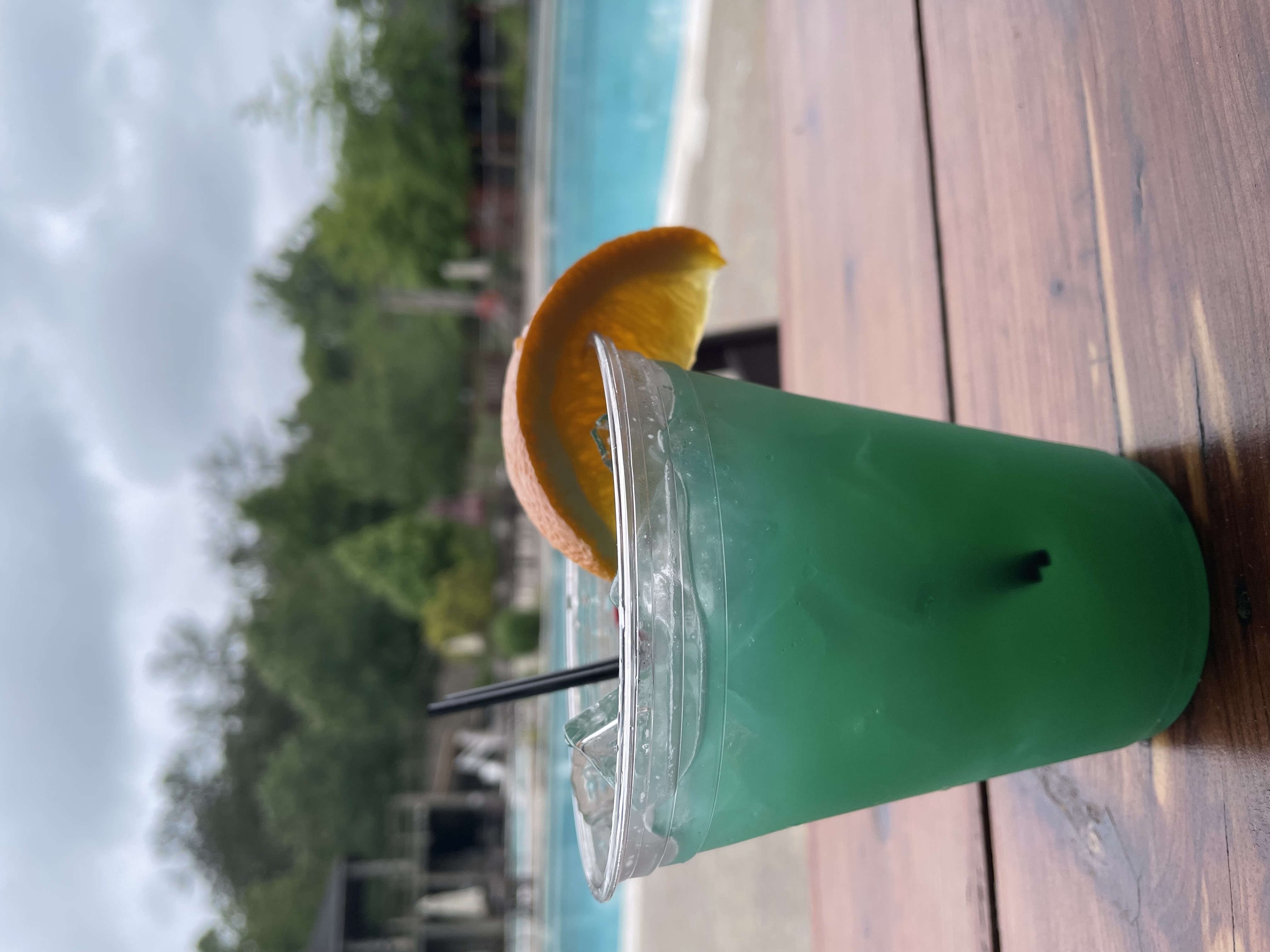 Drink with View of Outdoor Pool