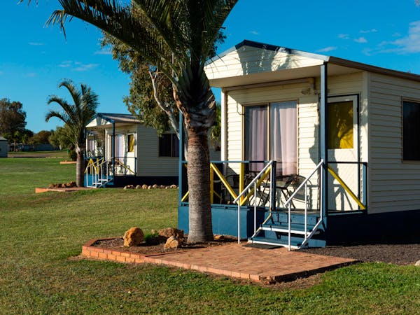 "Front view of ensuite cabins with verandas"