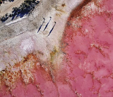 "Aerial photograph of Hutt Lagoon"