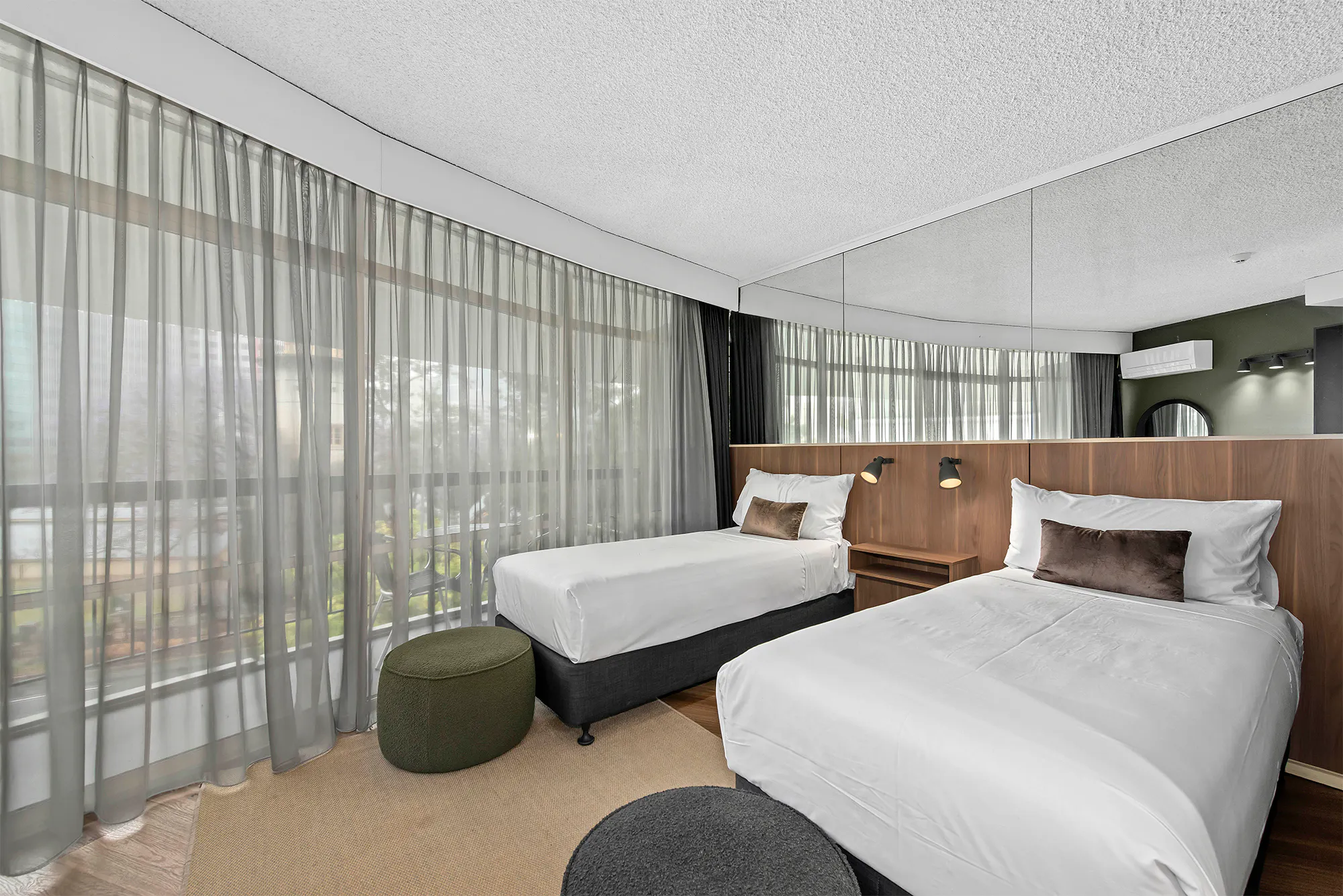 Twin room with balcony at the Tower Mill Hotel Brisbane