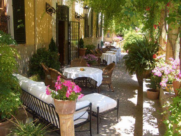 A view across the covered shaded terrace at Salvia