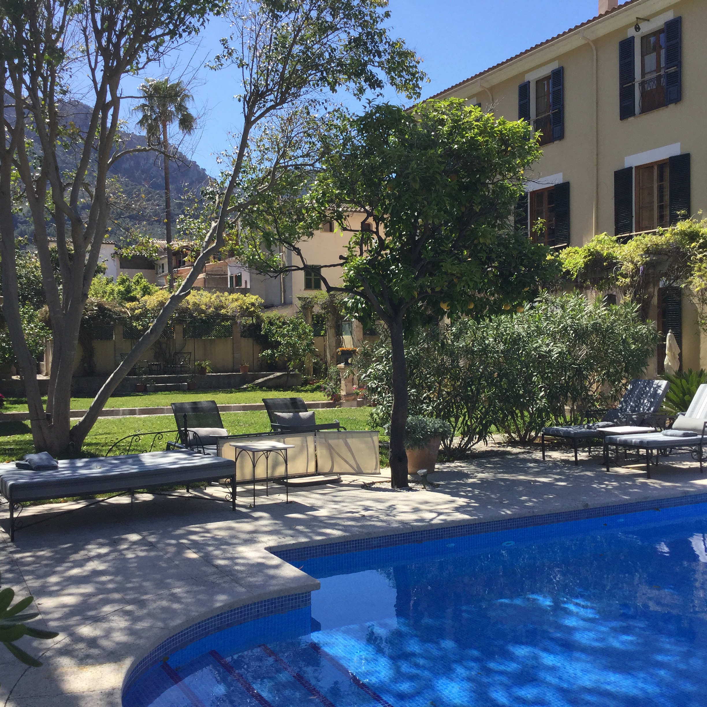 View of the Salvia House Hotel from across the Pool
