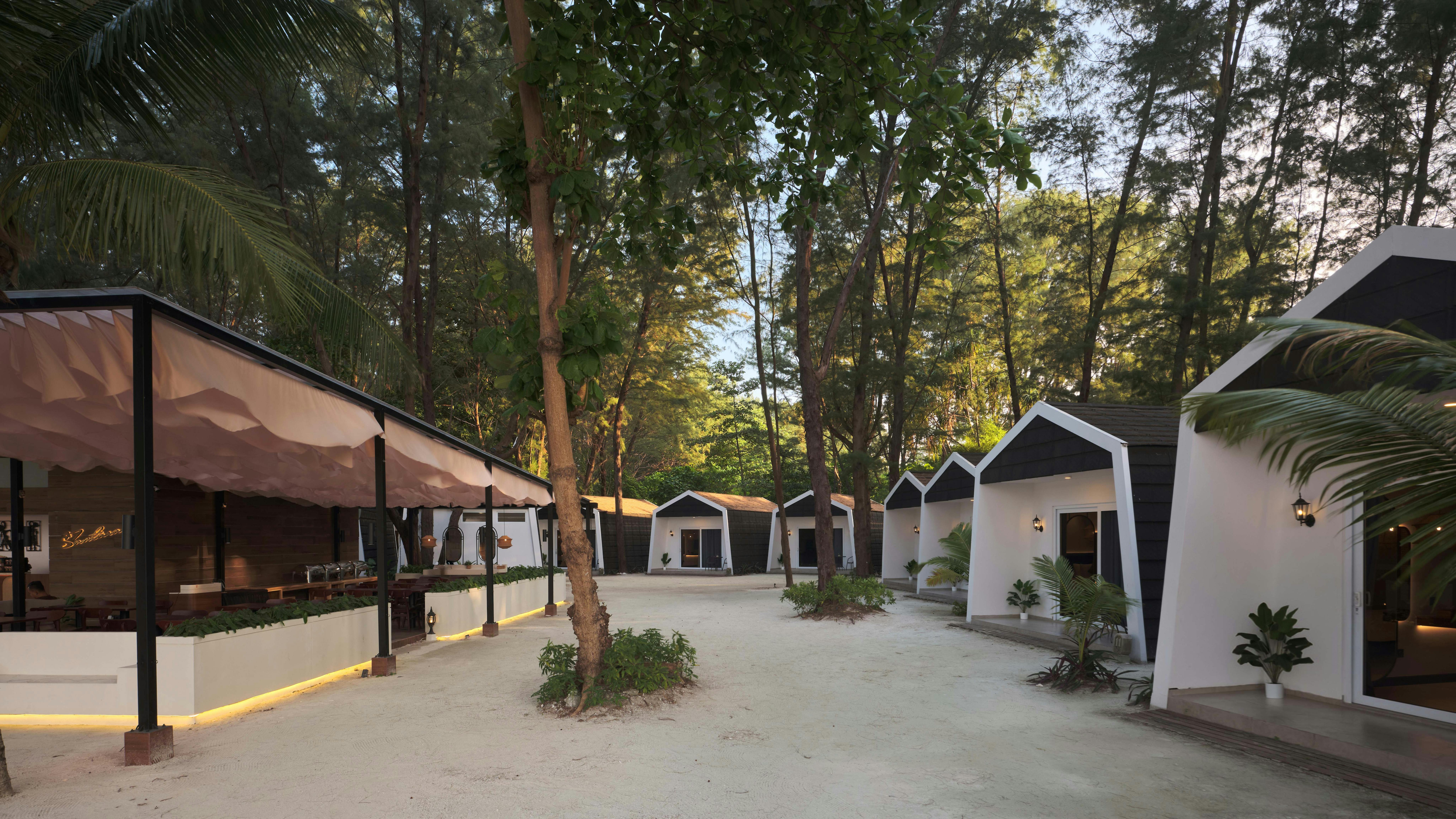 View of cabins at Batumera Pulau Payung in Thousand Islands