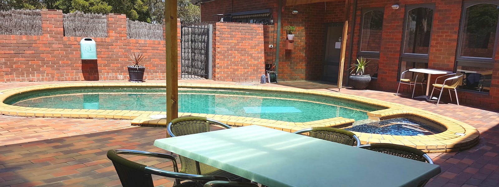 Outdoor pool/spa terrace and barbecue area