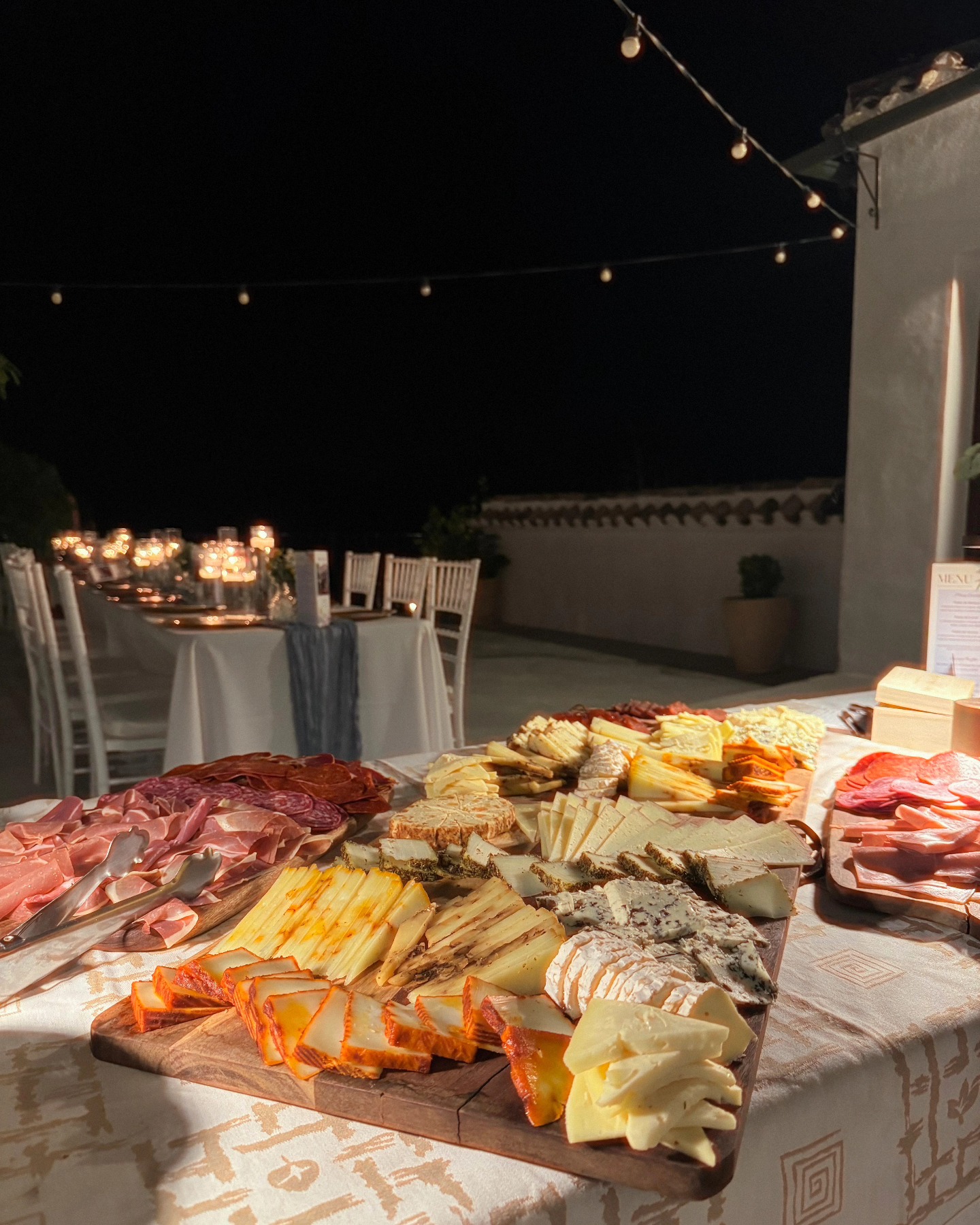 Late night wedding snacks on Cortijo terrace
