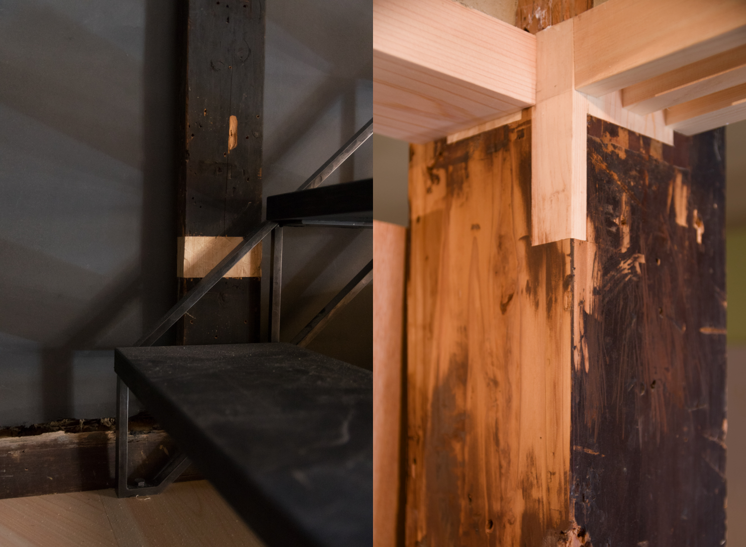 Kyoto BenTen Residences Restoration - Repaired Original timber beams made possible by master craftsmen