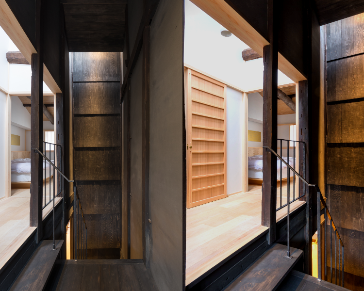 BenTen East Machiya in Kyoto - 2nd floor staircase landing