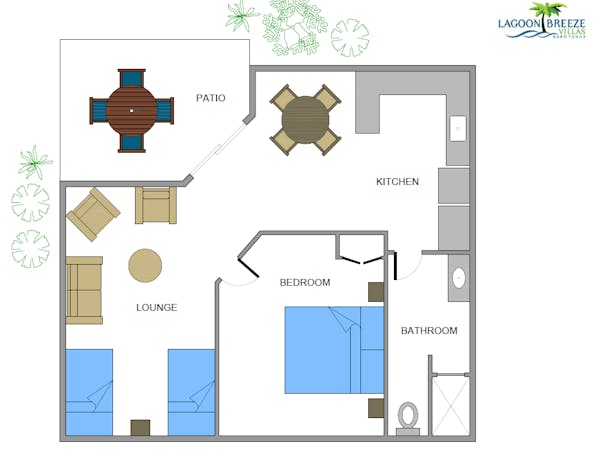 1 Bedroom Villa room layout