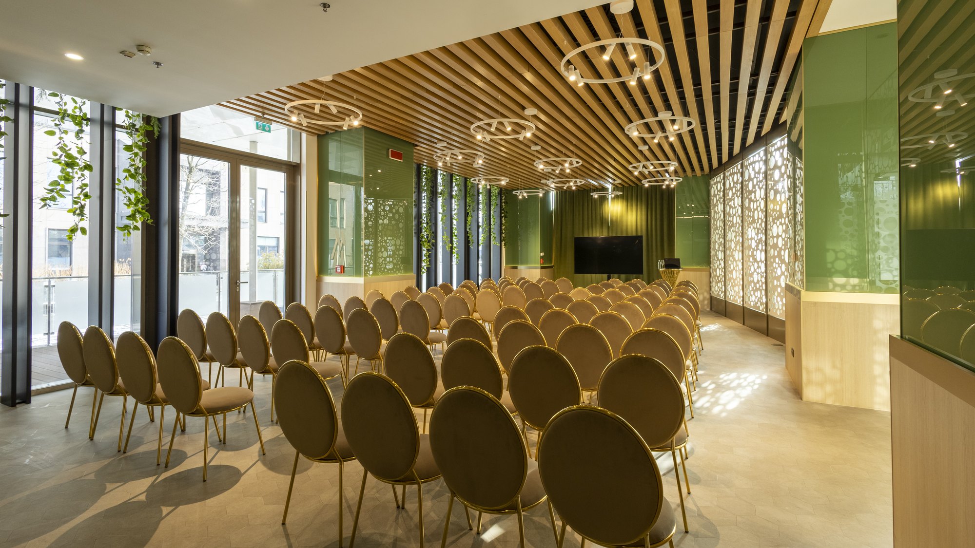 Exo meeting room set theatre-style, ground floor
