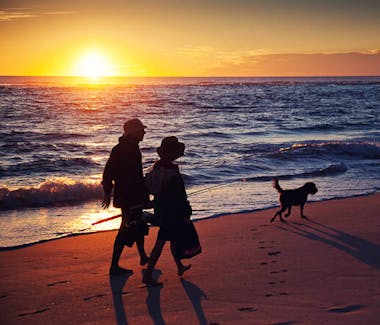 Walking the dog at sunset. Warroora
