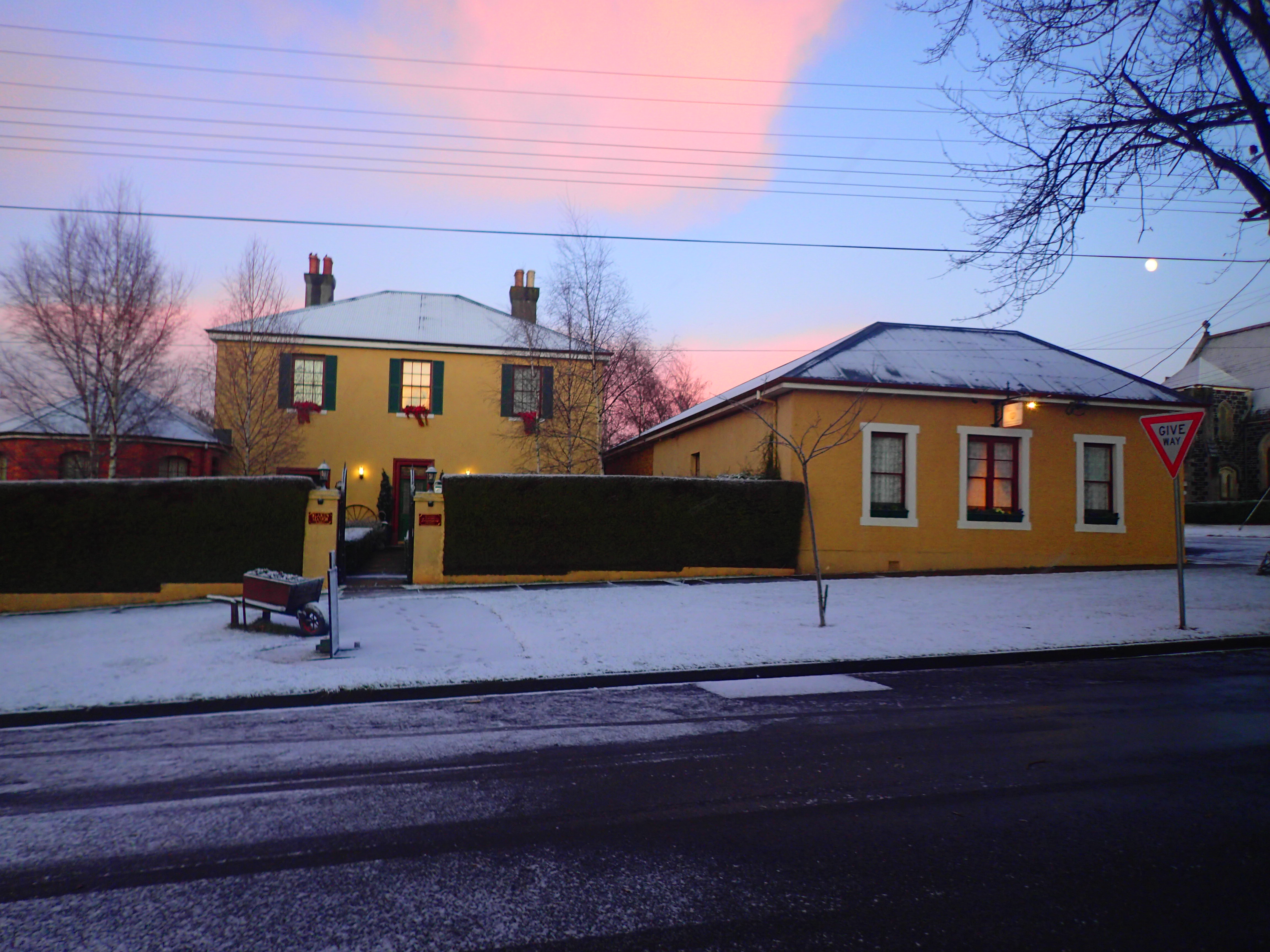 Blakes Manor Heritage Self-contained Accommodation, Tasmania in the snow. So romantic and beautiful.