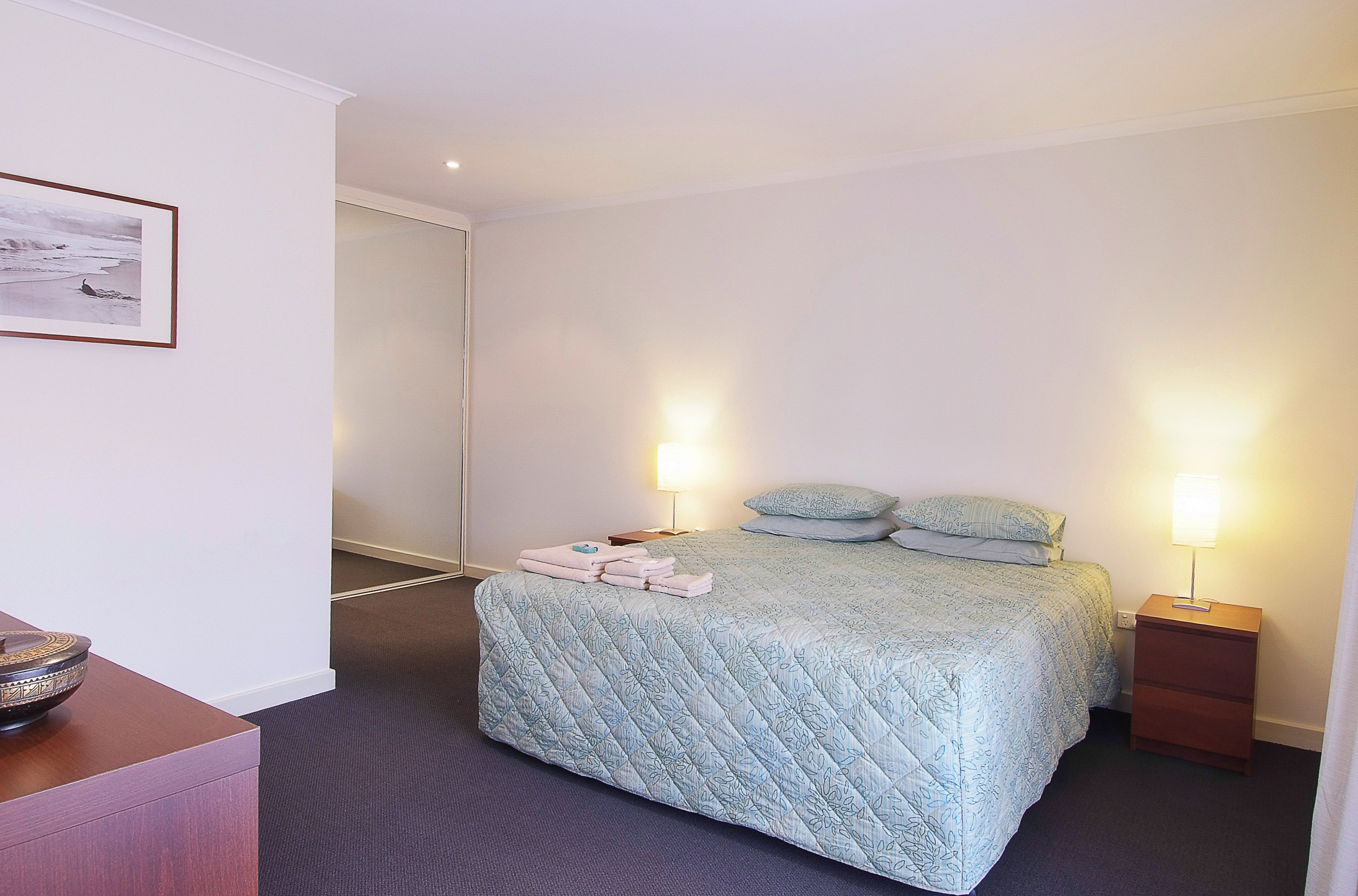 Clean, comfortable, and conveniently located motel room.