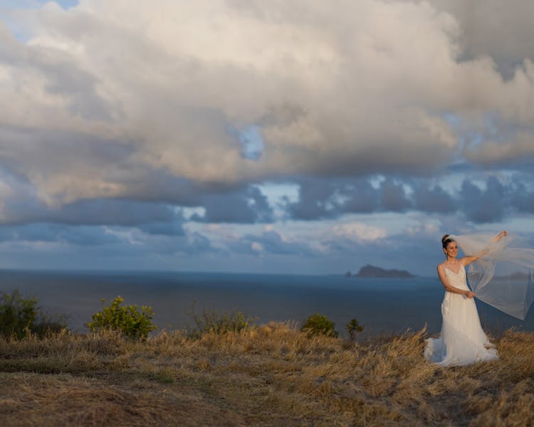 Bride Infront of Island, Mount Pleasant In The Grenadines