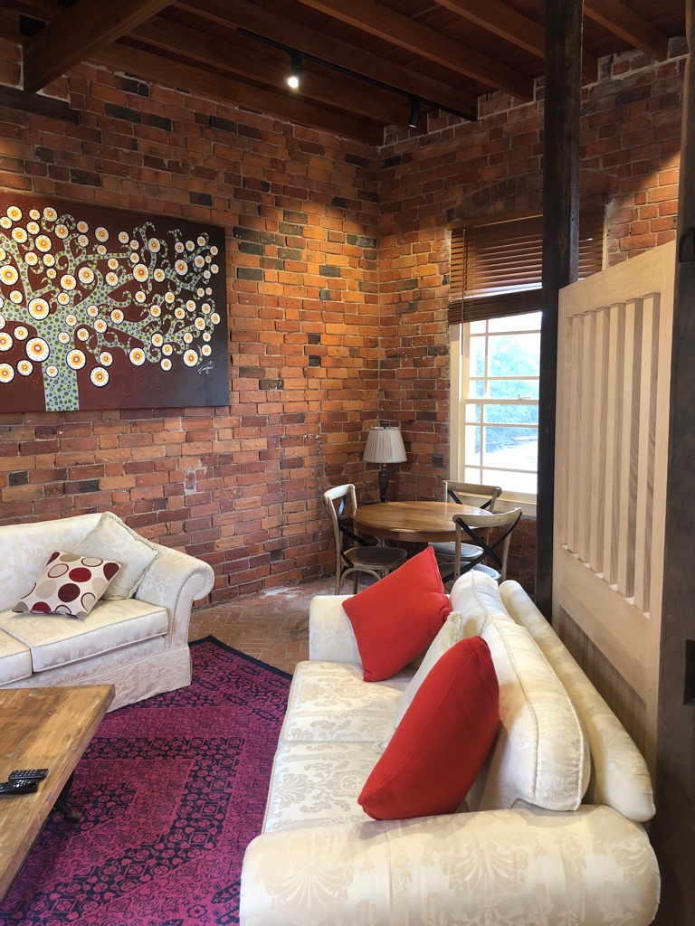 Stables Apartment living roomr, Bon Accord B&B in Sale, Gippsland.