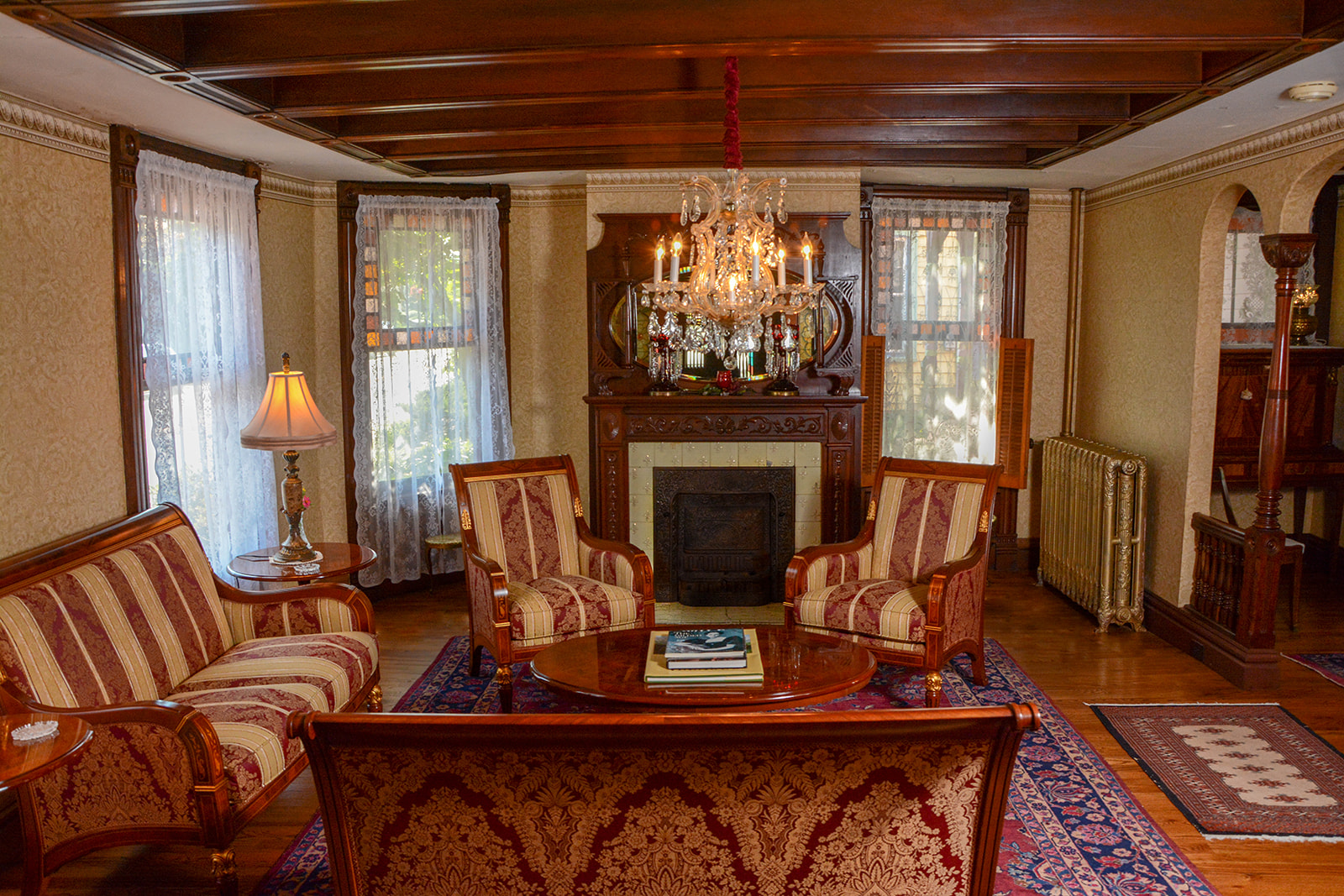Front parlor showing fireplace.
