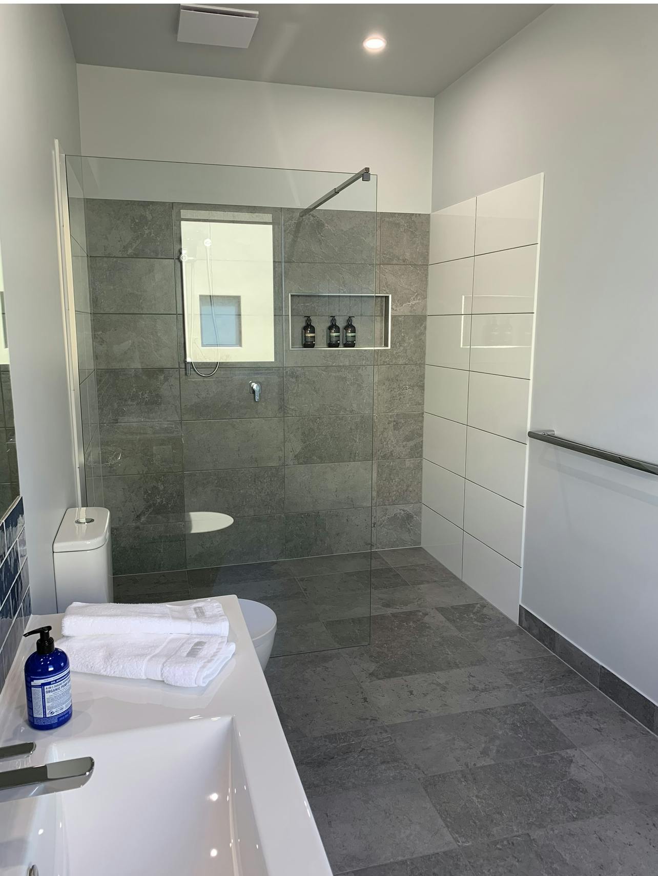 Studio 1 bathroom and Studio 3 bathroom are identical and both feature large walk-in shower