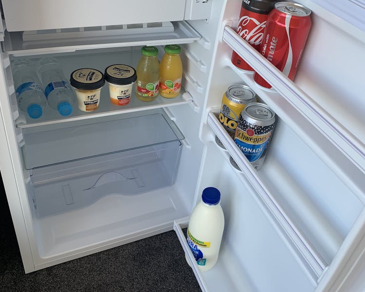 Fridge with complimentary refreshments