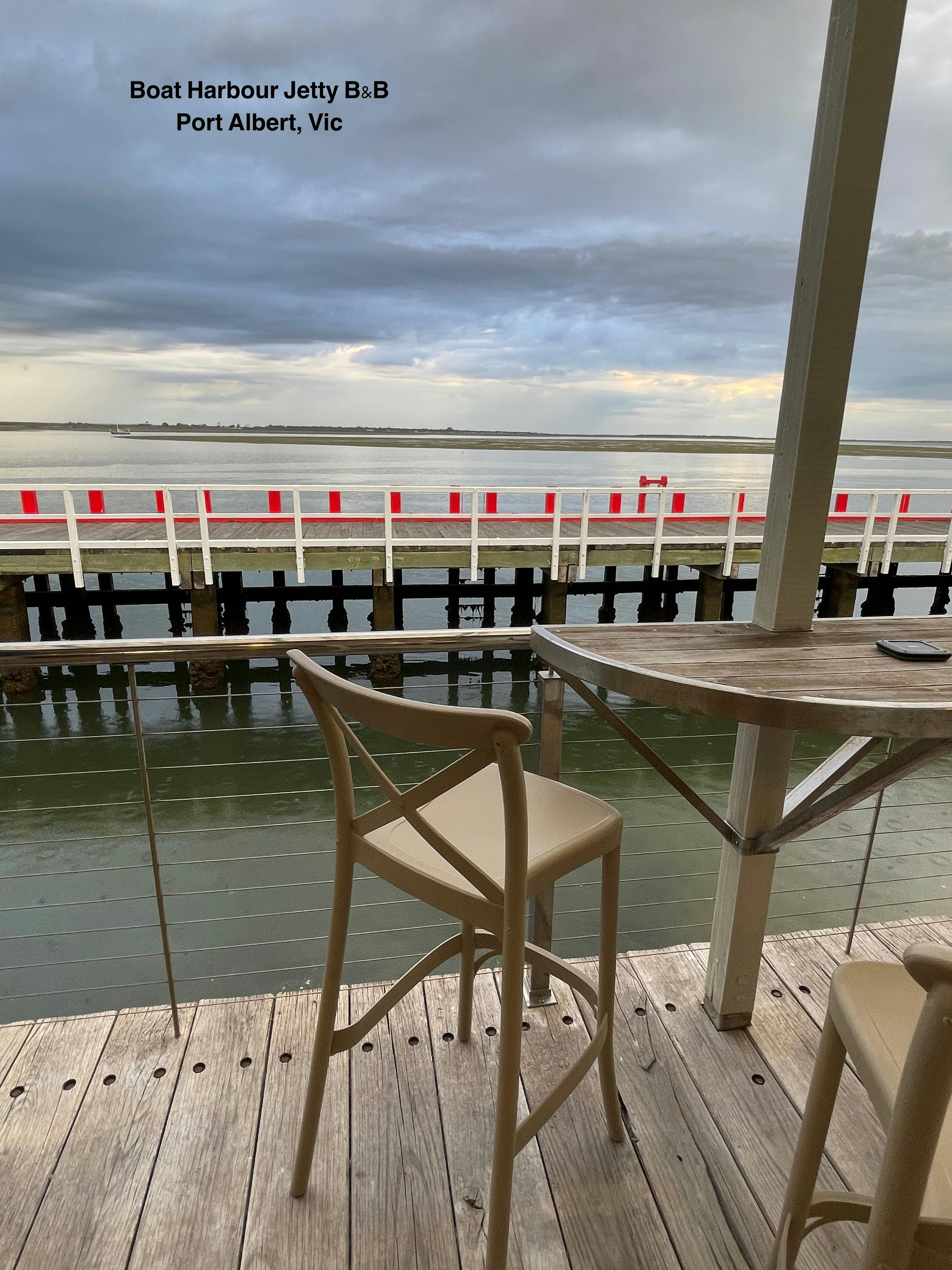 Port Albert Fish & Chip Co offers outside dining on their deck overlooking the harbour