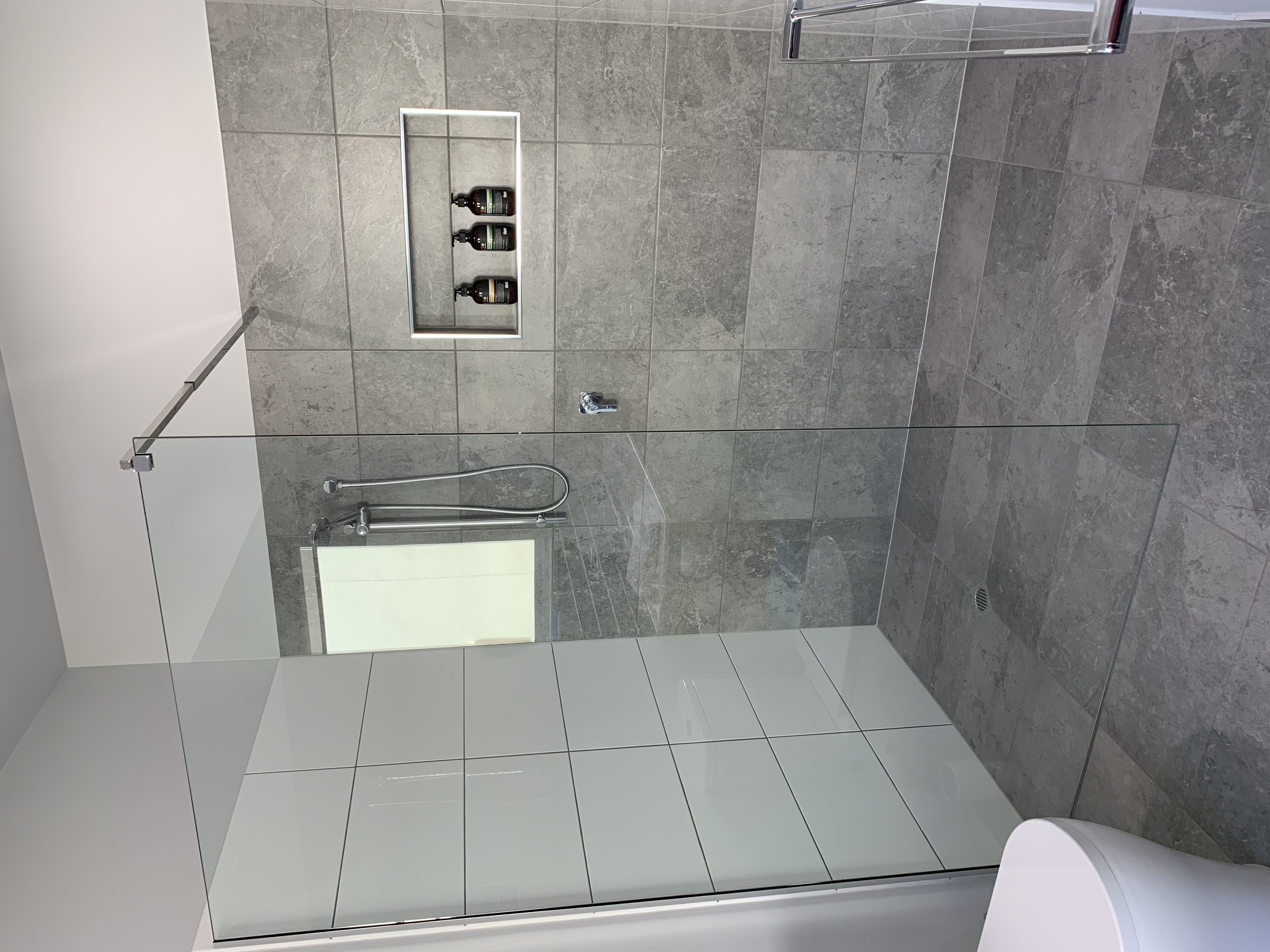 All of our studios feature an oversized walk-in shower