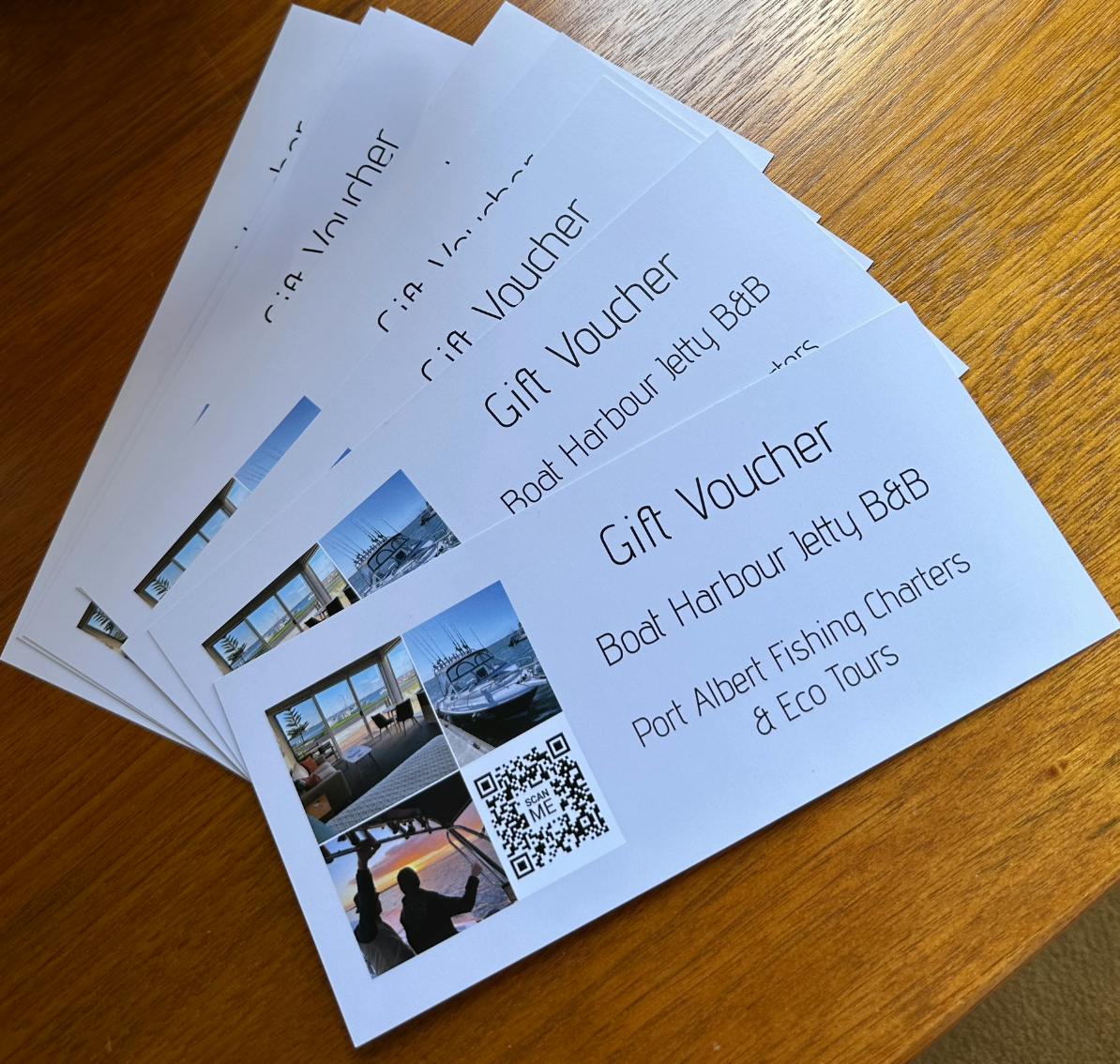 Gift vouchers available for all our services accommodation charters tours