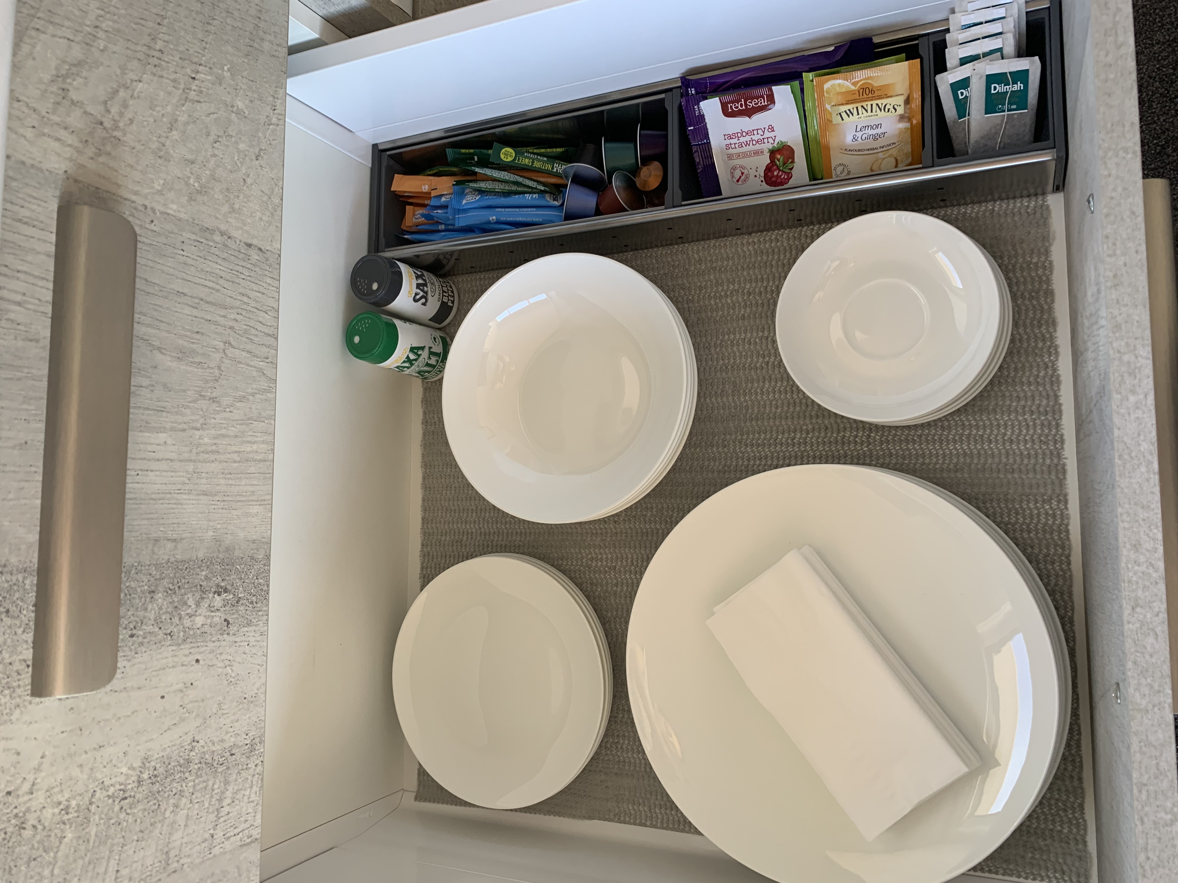 Kitchenette crockery with selection of teas & coffee